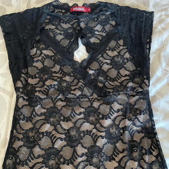 Miusol Cocktail Dress Deep V Tank Lace Floral Size M - Picture 8 of 8